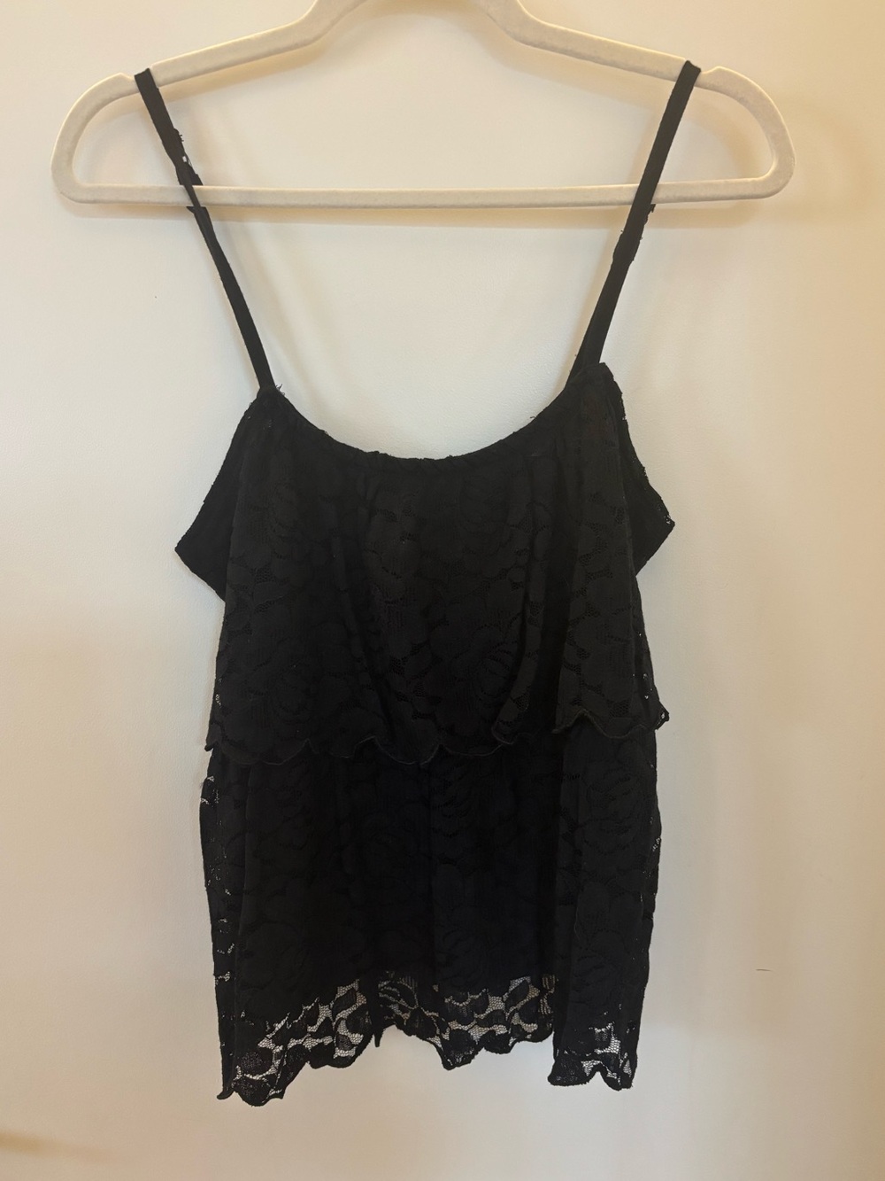 Bluenotes Black Floral Lace Layered Cami Tank Top L